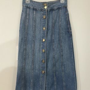 Frame Midi Snap Denim Skirt